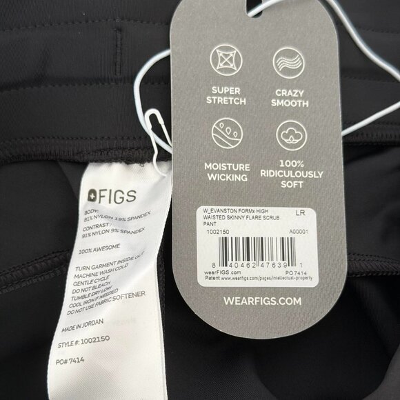 Figs High Waisted Evanston FORMx Skinny Flare Scrub Pants in Black, Size Large - Picture 11 of 11